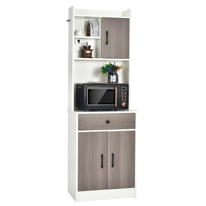 Kitchen Buffet Hutch with Cable Hole and Adjustable Shelves